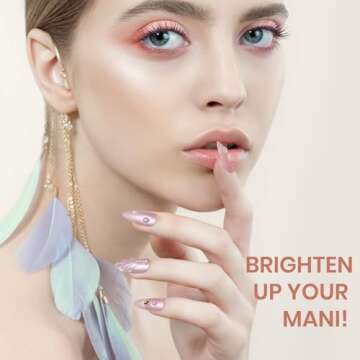 Beetles Pearl Gel Nail Polish, 6 Colors Pastel Pink White Orange Blue Colors Gel Polish Shimmer Mermaid Nail Polish Shell Swirl Thread Effect Glitter Soak Off UV LED Valentine’s Day Gifts for Women