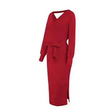 Stylish Women's Long Backless V Neck Maxi Dress