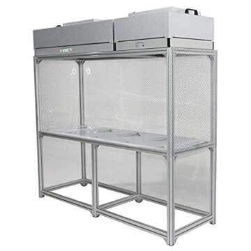 TECHTONGDA Vertical Laminar Flow Hood Fan Filter Unit Air Flow Clean Bench Workstation for Phone LCD Repair 70.87 x 23.62 x 57.48 Inch Working Area Dust Free Clean Room Laminar 110V Double Station