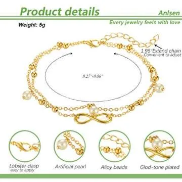 FUNEIA 12Pcs Anklets for Women Silver Gold Ankle Bracelets Set Boho Layered Beach Adjustable Chain Anklet Foot Jewelry (C:6Silver+6Gold)