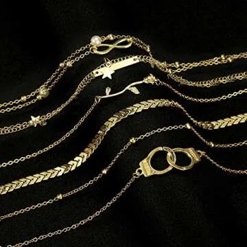 FUNEIA 12Pcs Anklets for Women Silver Gold Ankle Bracelets Set Boho Layered Beach Adjustable Chain Anklet Foot Jewelry (C:6Silver+6Gold)