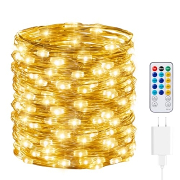 Minetom USB Fairy String Lights with Remote Control, 66 Feet of Warm White 200 LED Firefly Decor