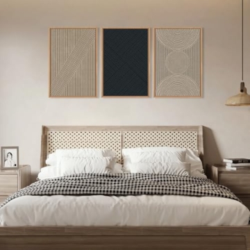 Neutral Minimalist Line Framed Canvas Wall Art Set