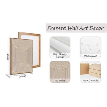 Neutral Minimalist Line Framed Canvas Wall Art Set