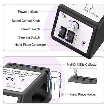 JIASHENG Professional Nail Drill, 20000rpm Electric Nail Drill Machine, Electronic Nail File Drills for Acrylic Nails Gel Nails Manicure Pedicure Tools for Salon Use