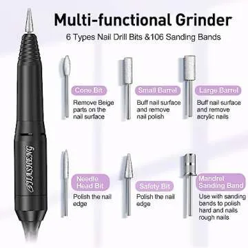 JIASHENG Professional Nail Drill, 20000rpm Electric Nail Drill Machine, Electronic Nail File Drills for Acrylic Nails Gel Nails Manicure Pedicure Tools for Salon Use