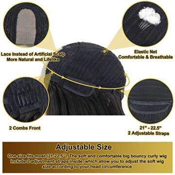 CQW Long Curly Brown ombre Blonde Wigs for White Women Natural Looking Wavy Synthetic Hair Replacement Wigs, Cute Fashion Heat Resistant Wigs for Daily Party Costume C006