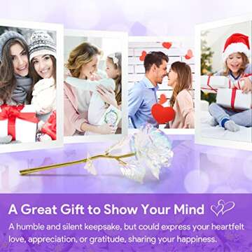 Rainbow Artificial Rose Flower Valentines Day Gifts for Mom with Gold Foil Stem&Ceramic Vase Gifts for Her,Girlfriend, Rose Gifts for Women, Wife, Unique Gifts for Birthday Anniversary Mother's Day