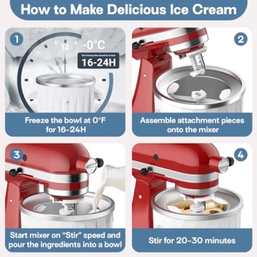 Hozodo 2QT Ice Cream Maker Kitchenaid Attachment
