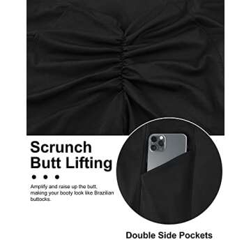 A AGROSTE Women Cross Waist Workout Shorts with Pockets 3" Scrunch Butt Lifting Shorts High Waist Booty Biker Short