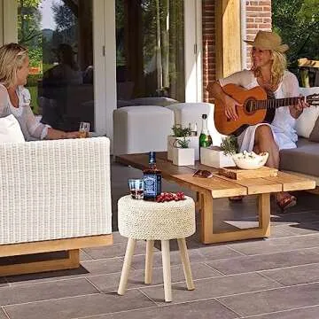 Shop Cpintltr Natural Seagrass Footstool Ottoman Online