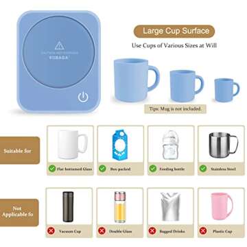 VOBAGA Coffee Mug Warmer, Electric Coffee Warmer for Office Desk Accessories with Auto Shut Off, 3 Temperature Setting Smart Cup Warmer for Heating Coffee, Beverage, Milk and Tea (No Mug)