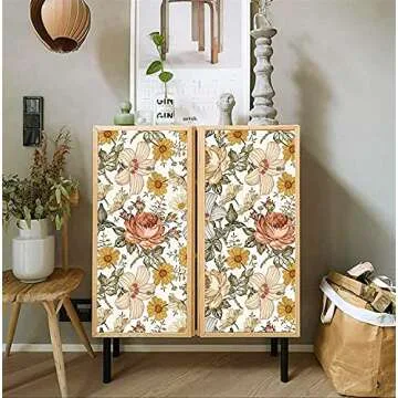 Blooming Wall Multicolor Peony Daisy Peel and Stick Wallpaper Self Adhesive Wall Mural Wall Decor, 14.5 Square Ft/Roll