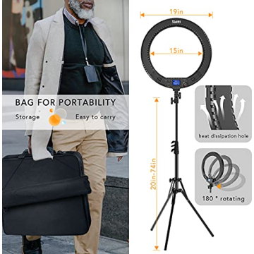 19" LED Ring Light with Stand and Phone Holder