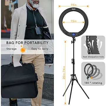 19" LED Ring Light with Stand and Phone Holder