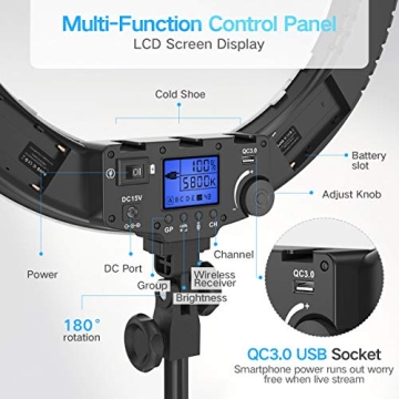 19" LED Ring Light with Stand and Phone Holder