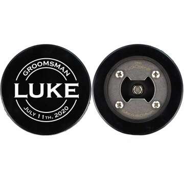 Custom Wedding Hockey Puck Bottle Opener Gift