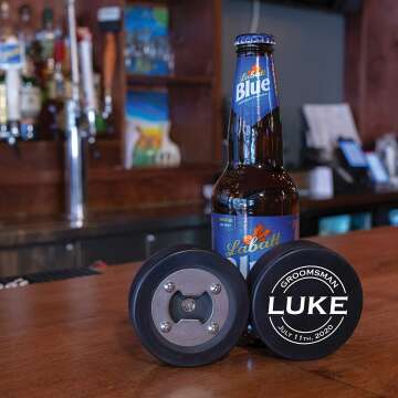 Custom Wedding Hockey Puck Bottle Opener Gift