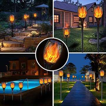 YoungPower Landscape Solar Torch Lights, Waterproof Flickering Flames Torches Lights Outdoor Flame Lights Decoration Lighting Dusk to Dawn Auto On/Off Security Light for Deck Yard Driveway, 2P
