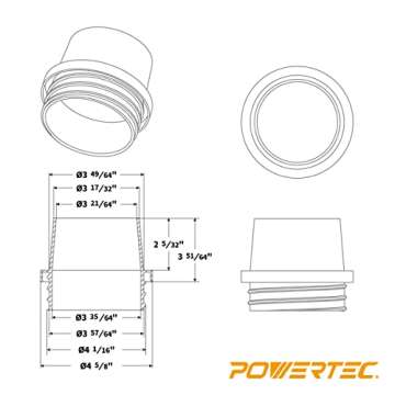 POWERTEC 70193 Screw End Quick Coupler for 4” Hose – Left-Hand Threaded Adapter