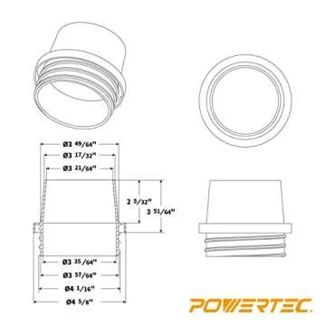POWERTEC 70193 Screw End Quick Coupler for 4” Hose – Left-Hand Threaded Adapter