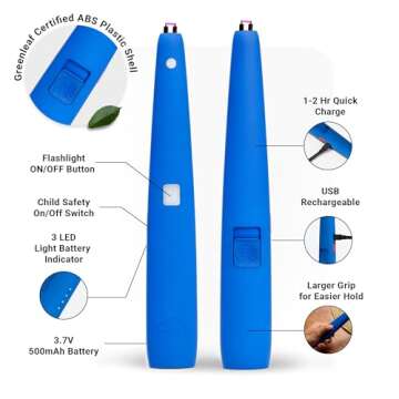 MOTLI by USB Lighter Co - Windproof Rechargeable Electric arc Lighter w/LED Emergency Light, Extended Length, Large Handle and eco-Friendly Components Ideal for Candles, Camping, BBQ, and Parties