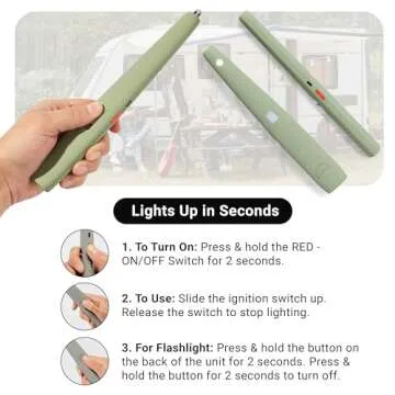 MOTLI by USB Lighter Co - Windproof Rechargeable Electric arc Lighter w/LED Emergency Light, Extended Length, Large Handle and eco-Friendly Components Ideal for Candles, Camping, BBQ, and Parties