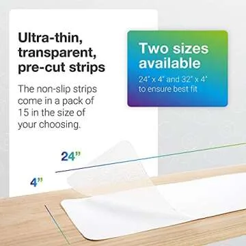 Clear Stair Treads Non Slip for Wooden Steps Indoor & Outdoor with Roller [15 Pcs 24''x 4''] - Peel and Stick Stair Grips Non Slip - Anti Slip Grip Tape Stair Runner by EdenProducts