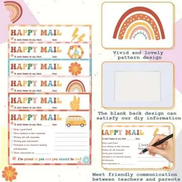 60 Pcs Retro Groovy Happy Mail Teacher Notes to Parents Classroom Good Behavior Incentive Motivational Cards Positive Postcards to Send Home for Home Classroom Preschool Kindergarten Elementary School