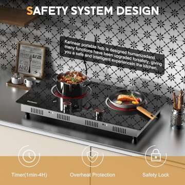 Karinear Electric Cooktop 2 Burner - 110V, 2000W Hot Plate with Safety Features