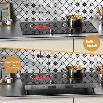 Karinear 110V Electric Cooktop - 2 Burner Power & Safety