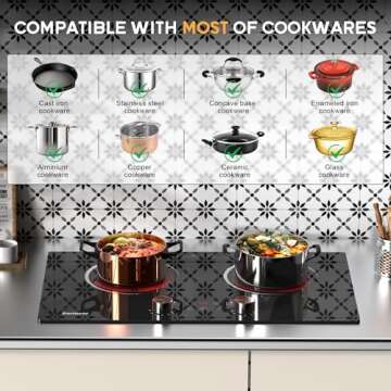 Karinear 110V Electric Cooktop - 2 Burner Power & Safety