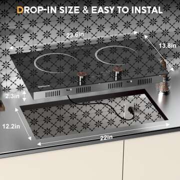 Karinear 110V Electric Cooktop - 2 Burner Power & Safety