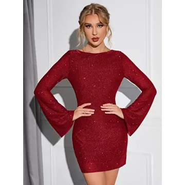 EYNMIN Sparkly Sequin Backless Dress For Party Nights