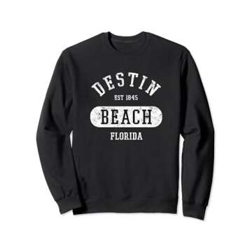 Retro College Style Destin Beach FL Distressed Novelty Art Sweatshirt