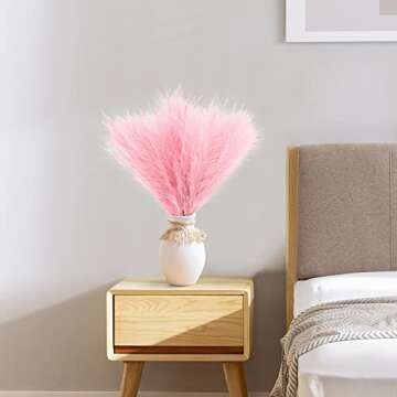 ADJSYDD Faux Pampas Grass Decor Bouquet - 7 Stems 23" Tall Fluffy Artificial Fake Flowers for Boho Wedding Home Rustic Farmhouse Office Table Decor Floor Vase Filler (Pink)
