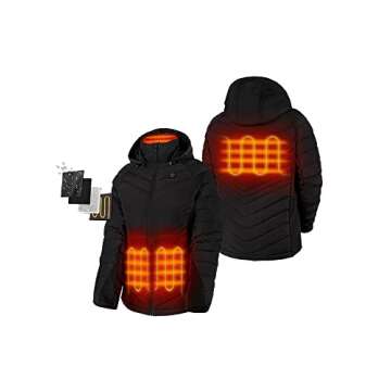 ORORO Women's Heated 800-Fill Down Jacket with Battery, Lightweight Heated Down Coat (Charger Not Included) (Black, 2XL)