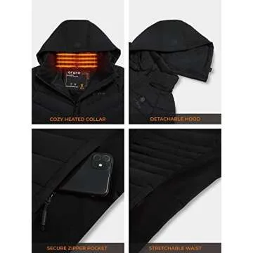 ORORO Women's Heated 800-Fill Down Jacket with Battery, Lightweight Heated Down Coat (Charger Not Included) (Black, 2XL)