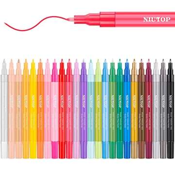 Acrylic Paint Pens for Rock Painting, 24 Classic Colors Paint Markers for Stone, Ceramic, Easter Basket Christmas Stocking Stuffers Pumpkin Painting Decorating Kit, Craft Art Supplies, Fine Tip