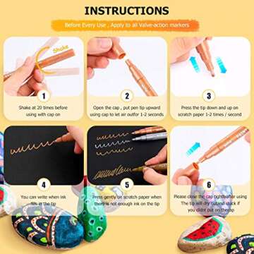 Acrylic Paint Pens for Rock Painting, 24 Classic Colors Paint Markers for Stone, Ceramic, Easter Basket Christmas Stocking Stuffers Pumpkin Painting Decorating Kit, Craft Art Supplies, Fine Tip