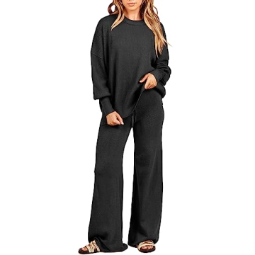 ANRABESS Women Oversized Sweater Wide Leg Pants Lounge Set