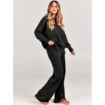 ANRABESS Women Oversized Sweater Wide Leg Pants Lounge Set