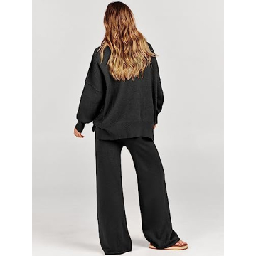 ANRABESS Women Oversized Sweater Wide Leg Pants Lounge Set