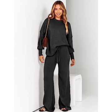 ANRABESS Women Oversized Sweater Wide Leg Pants Lounge Set