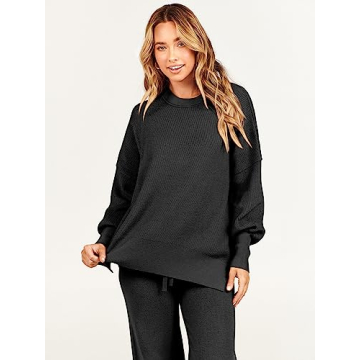 ANRABESS Women Oversized Sweater Wide Leg Pants Lounge Set