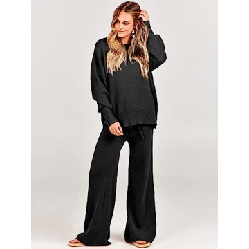 ANRABESS Women Oversized Sweater Wide Leg Pants Lounge Set