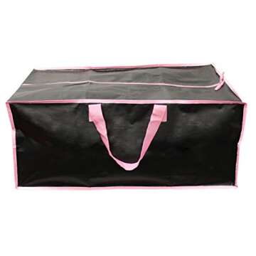 Earthwise Reusable Storage Bags Totes Extra Large Container Backpack Handles w/Zipper closure in Matte Black Great for Moving, Compatible with Ikea Frakta Carts (Set of 4) (Pink)