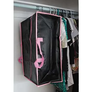 Earthwise Reusable Storage Bags Totes Extra Large Container Backpack Handles w/Zipper closure in Matte Black Great for Moving, Compatible with Ikea Frakta Carts (Set of 4) (Pink)