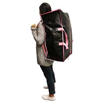 Earthwise Reusable Storage Bags Totes Extra Large Container Backpack Handles w/Zipper closure in Matte Black Great for Moving, Compatible with Ikea Frakta Carts (Set of 4) (Pink)