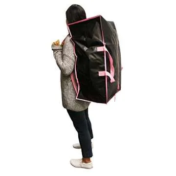 Earthwise Reusable Storage Bags Totes Extra Large Container Backpack Handles w/Zipper closure in Matte Black Great for Moving, Compatible with Ikea Frakta Carts (Set of 4) (Pink)